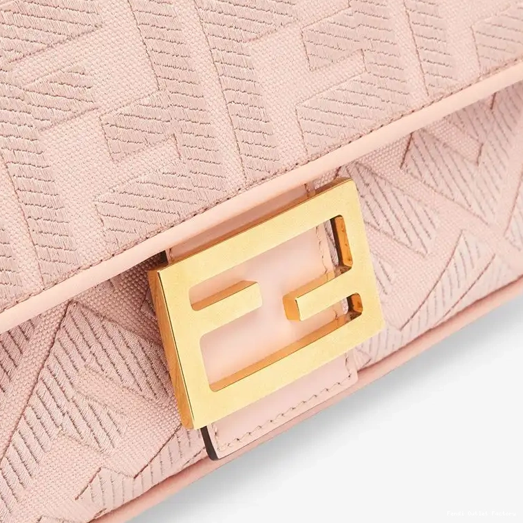 Vintage HOT In Medium Motif Laser FF with Pink Cut Baguette Canvas Strap Bag Fendi 0408